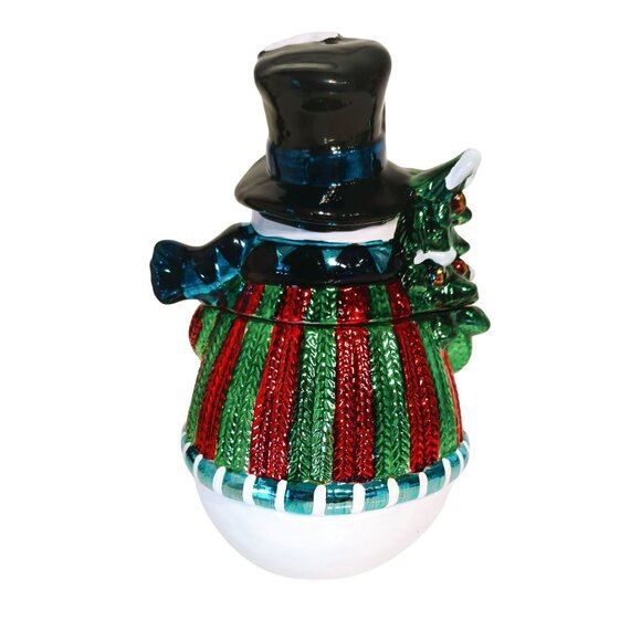 David’s Cookies Metallic Snowman Holding Christmas Presents Cookie Jar - Picture 2 of 8